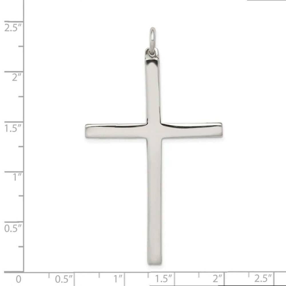55MM/2.165" Inches Solid .925 Sterling Silver Plain Polished Latin Cross Pendant